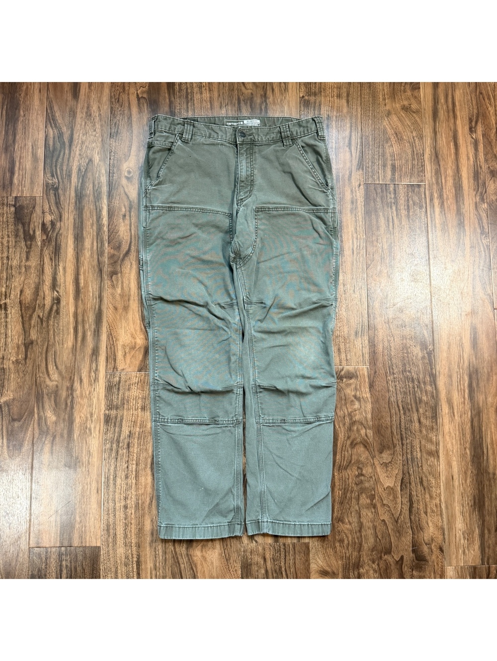 Carhartt Double Knee Utility Pants 33x30 Olive Green Workwear Rugged Flex